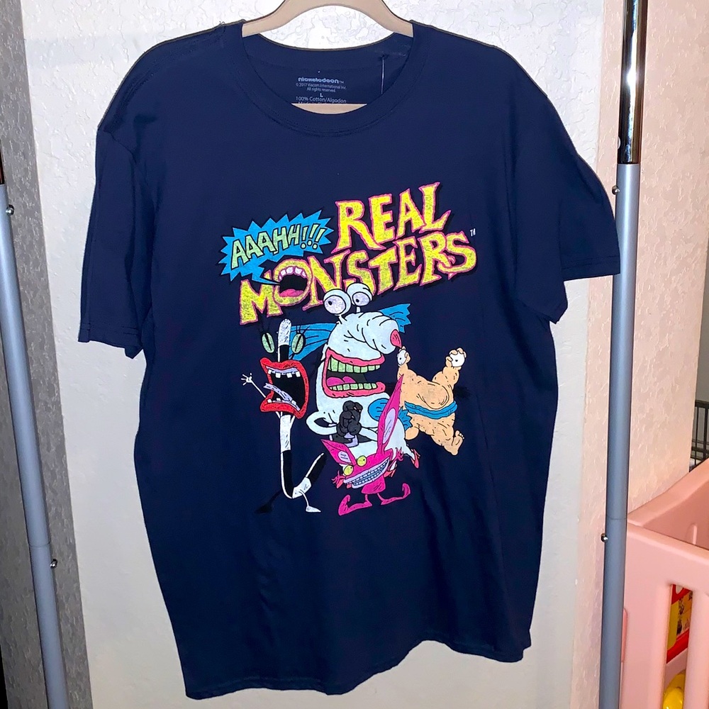 Nickelodeon Aaahh Real Monsters Navy Shirt Size L